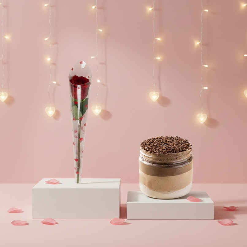 Triple Chocolate Mousse + Single Stem Rose