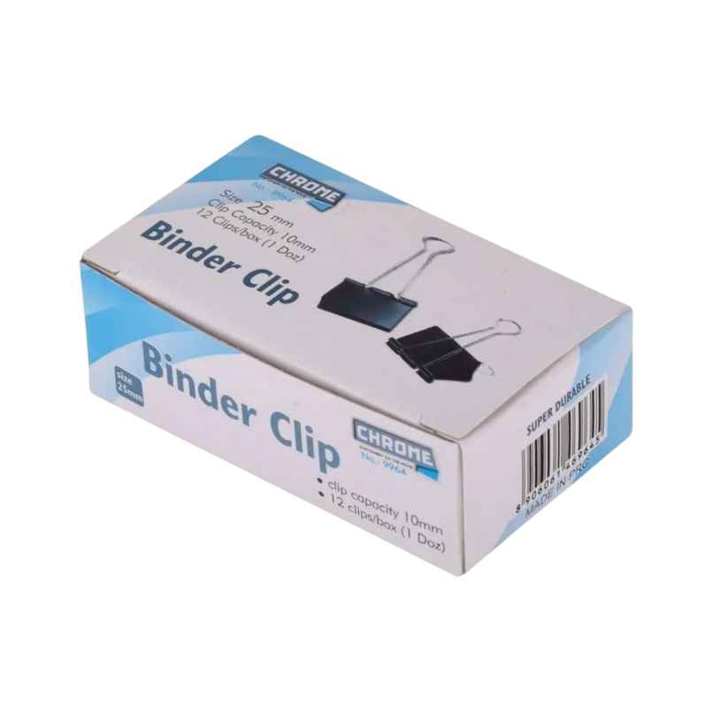 Chrome Black Binder Clip - 25Mm