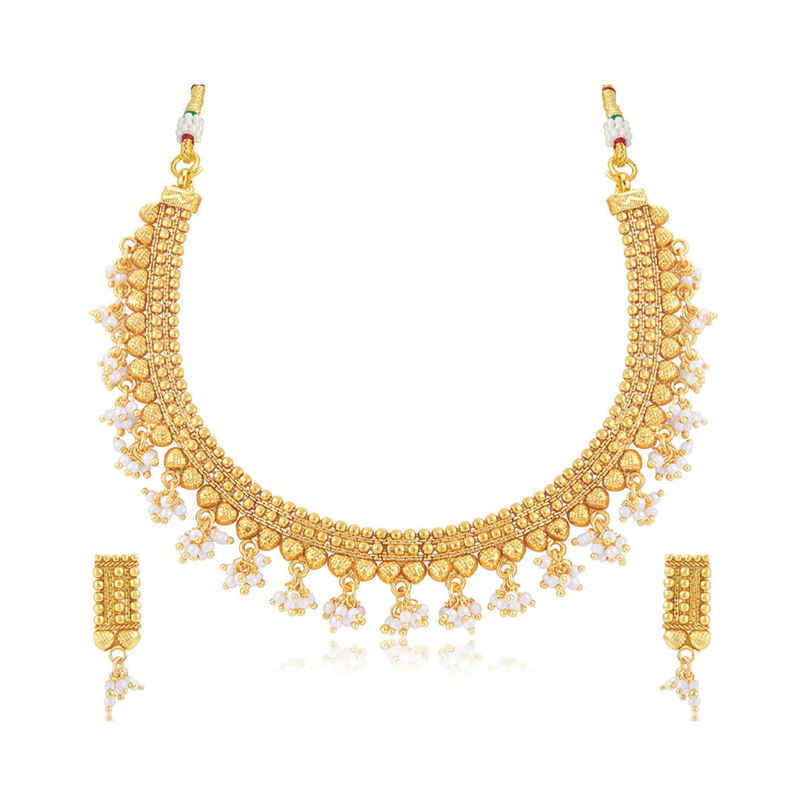 Sukkhi Glorious Pearl Gold Plated Choker Necklace Set For Women