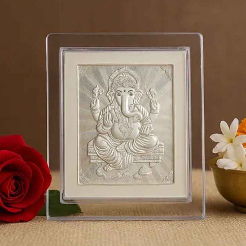 Ganpati Silver Frame | 999 Purity | P N GADGIL JEWELLERS