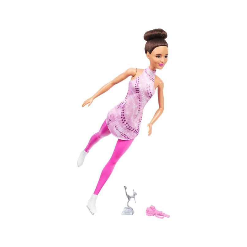 Mattel Barbie Careers Fashion Doll, Brunette in Removable Pink Skate Outfit with Ice Skates & Trophy Mattel Barbie Careers Fashion Doll, Brunette in Removable Pink Skate Outfit with Ice Skates & Trophy