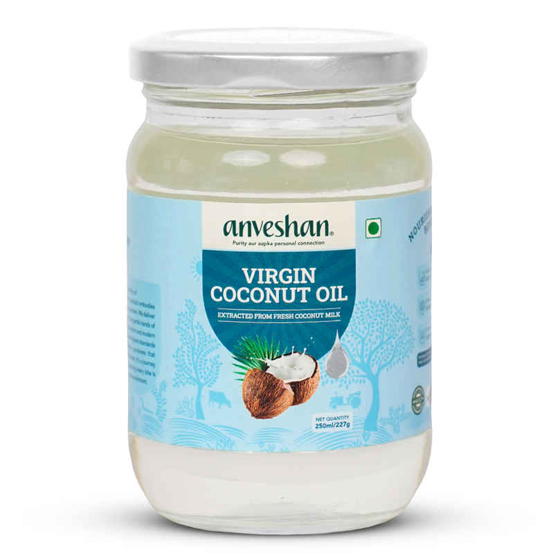 Anveshan Cold Pressed Virgin Coconut Oil | Glass Jar | Unrefined Cold Pressed