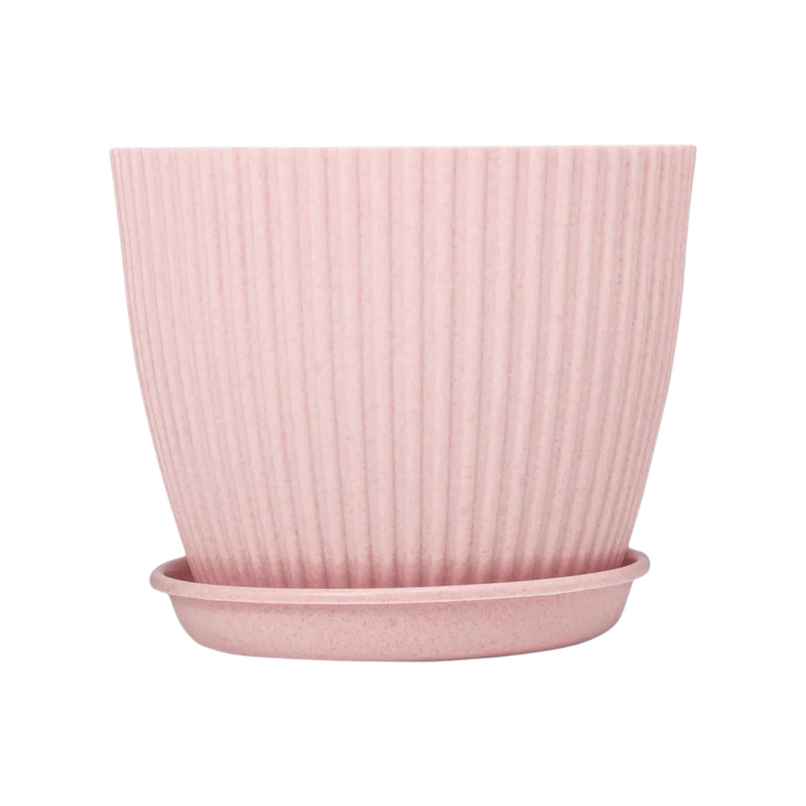 Kuber Industries Pack of 2 Flower Pots with Bottom Tray | Planters for Garden | Pink | 9 Inch Kuber Industries Pack of 2 Flower Pots with Bottom Tray | Planters for Garden | Pink | 9 Inch