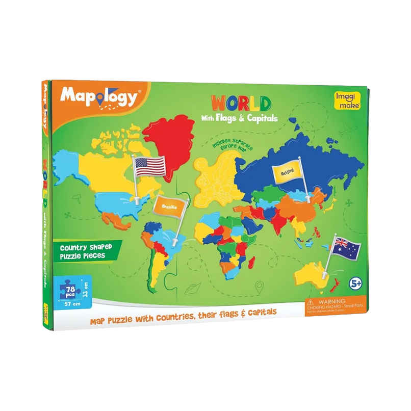 Imagimake Mapology World Map With Capitals & Flags - Educational Puzzle for Kids Gifting (5+ Years) Imagimake Mapology World Map With Capitals & Flags - Educational Puzzle for Kids Gifting (5+ Years)