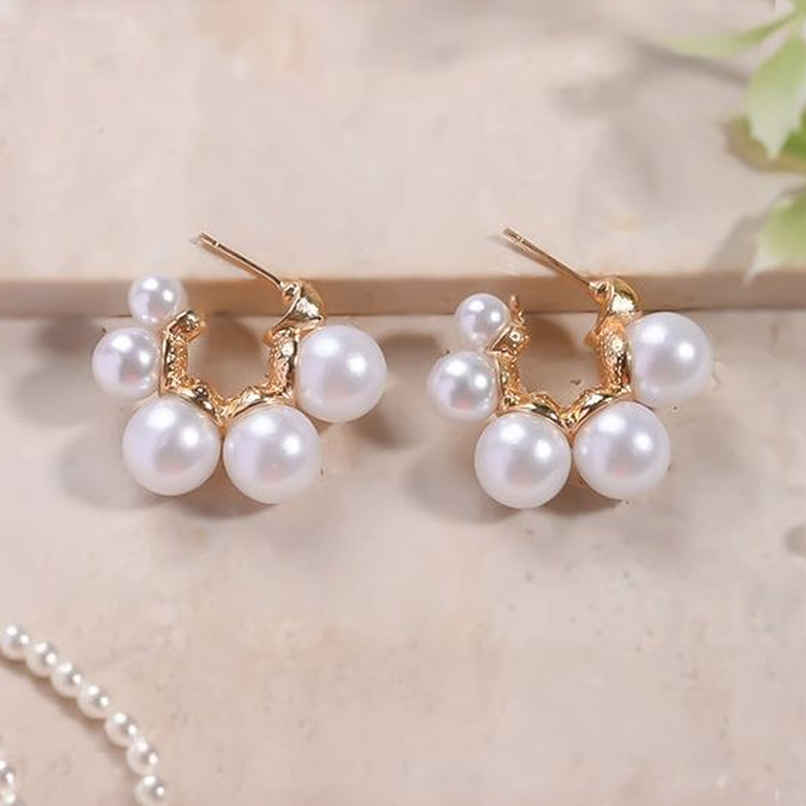 Estailo Fashion Women's Jewellery Earrings Gold White One Size | E0001366
