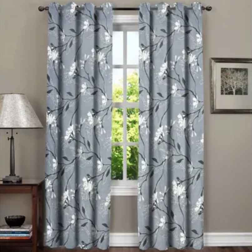 BAY6 Microfiber Cotton Door Curtains | Set of 2 | 8x4 ft | Grey