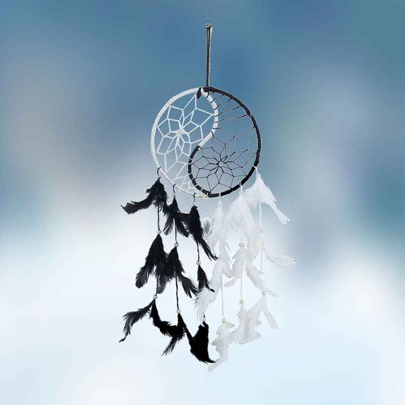 Urbanfix Ying & Yang Dream Catcher | Boho Wall Hanging | Bedroom & Living Room | Black/White Urbanfix Ying & Yang Dream Catcher | Boho Wall Hanging | Bedroom & Living Room | Black/White