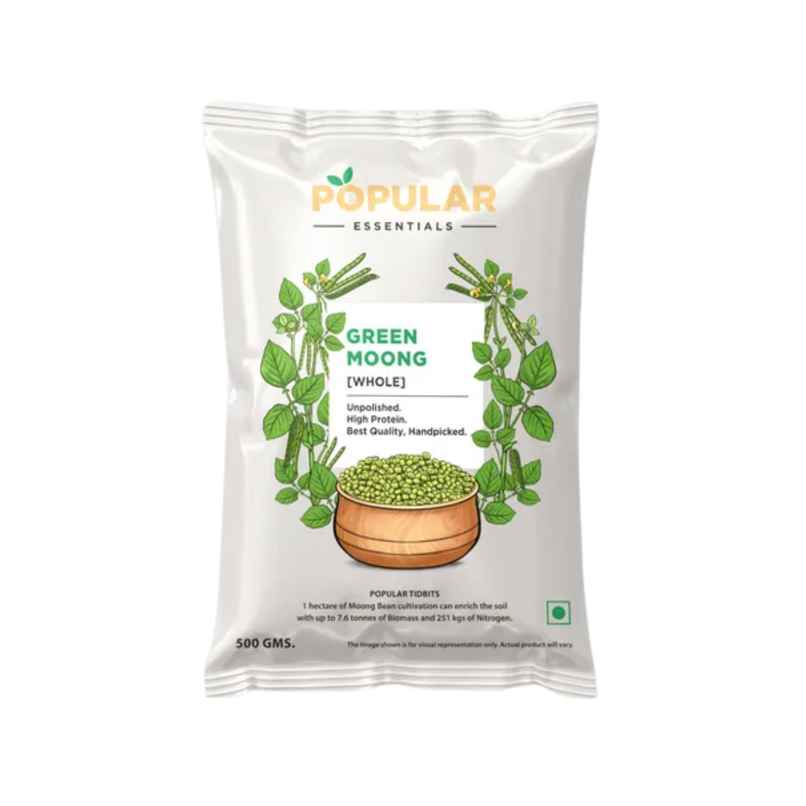 Popular Essentials Green Moong Whole