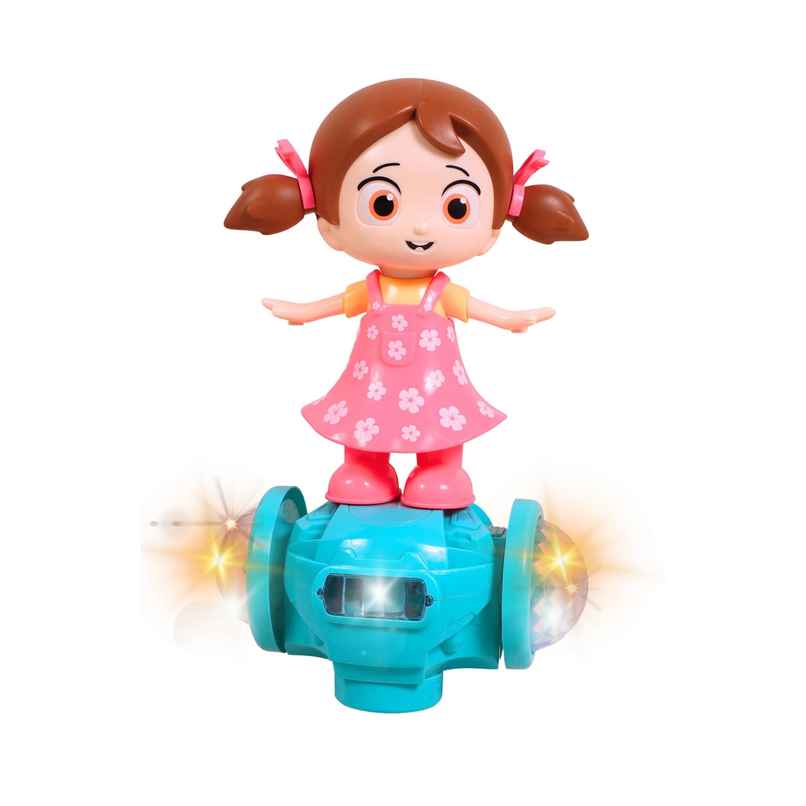 Toyshine 360 Degree Rotating Musical Dancing Girl Toy With Flashing Lights & Bump
