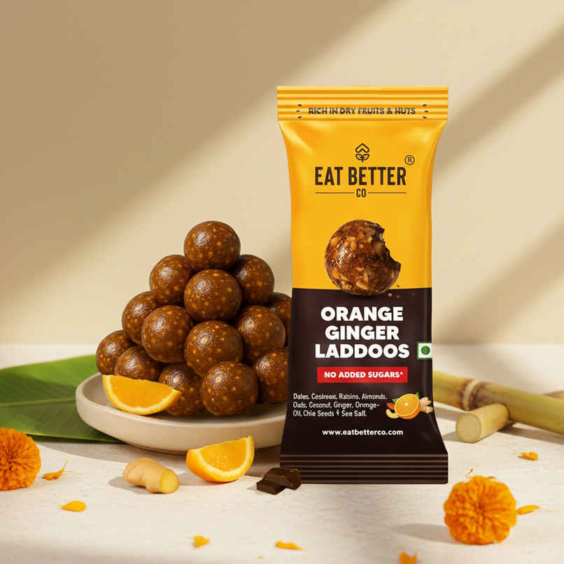 Eat Better Co Orange & Ginger Laddoos | No Added Sugar | High Protein, 100% Natural