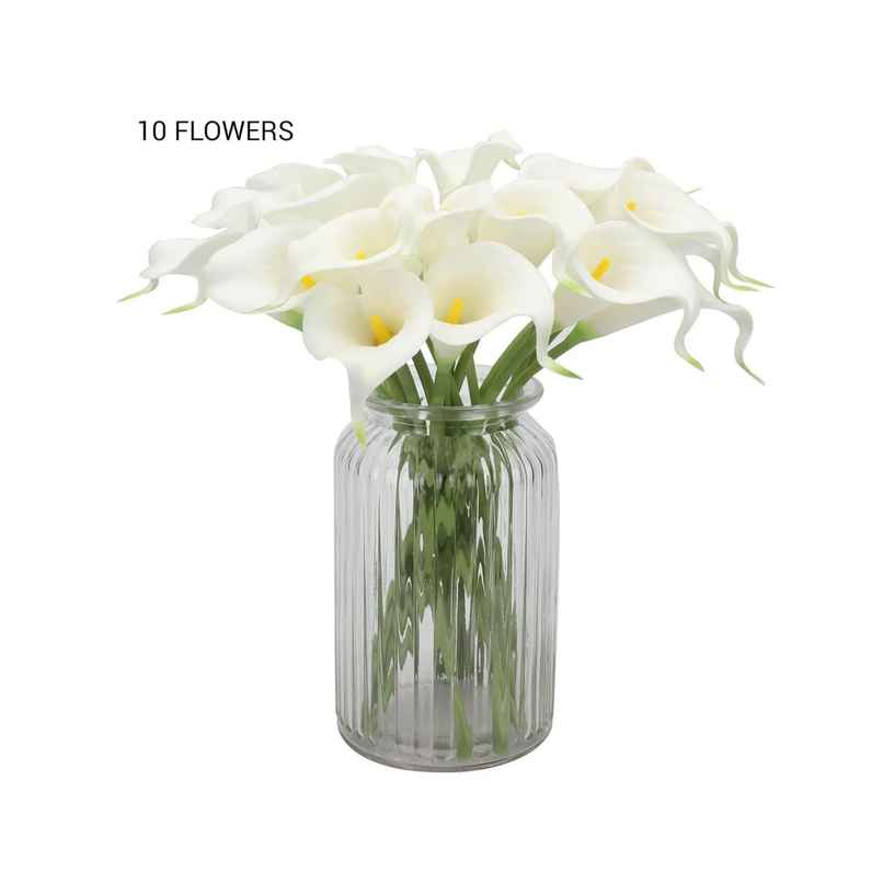 Tied Ribbons 10 Pcs Artificial Calla Lily Flowers Bunch
