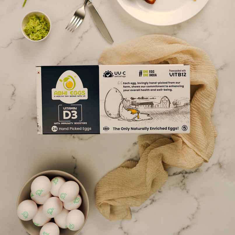 Abhi Vit D3 White Eggs With Immunity Boosters | Pack Of 24