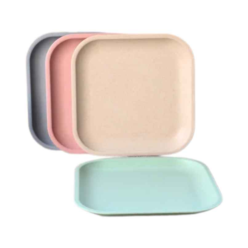 Eha Earth Friendly Snack Plate | 8", 4 pcs, Multi-light | Made with Rice Husk Biocomposite
