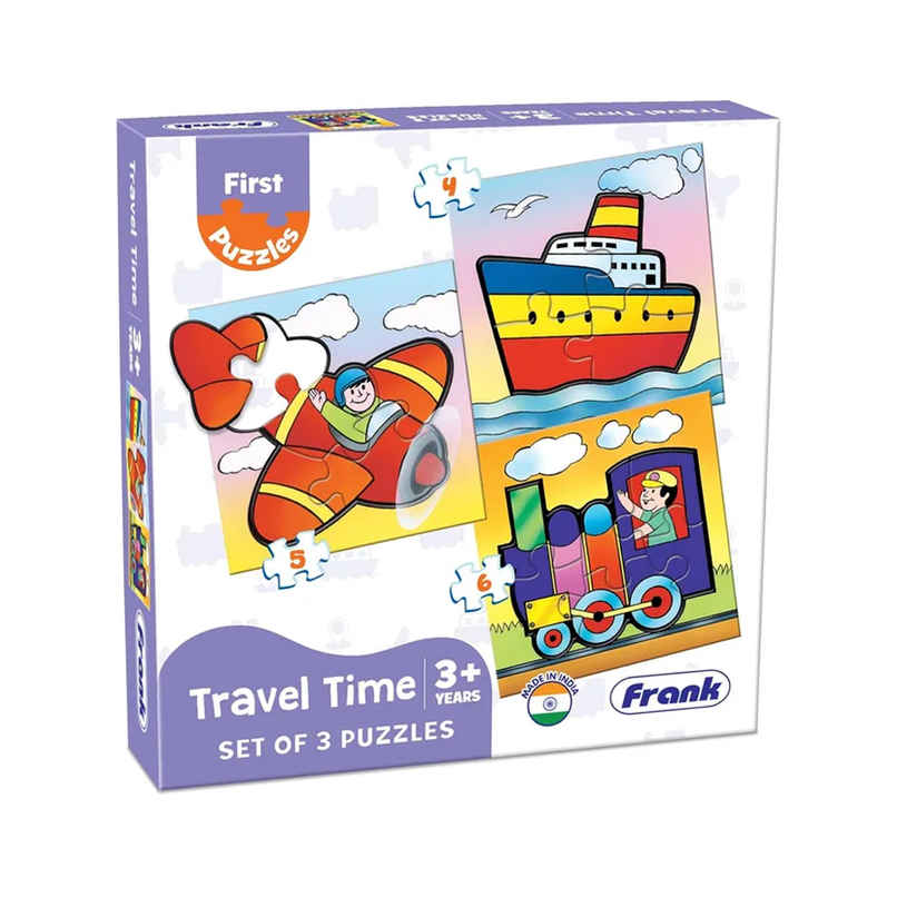 Frank Travel Time - A Set Of 3 First Puzzles- 4, 5 & 6 Pieces