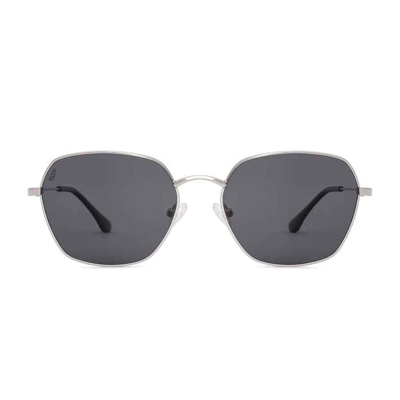 Vincent Chase by Lenskart Unisex Polarized Geometric Sunglasses | Medium | Silver & Grey