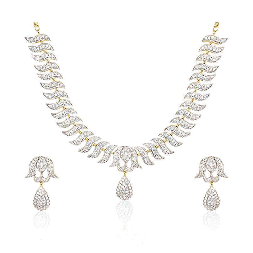 Youbella Jewellery American Diamond Necklace/Jewellery Set With Earrings For Women(Ybnk - 3081 - Fon)