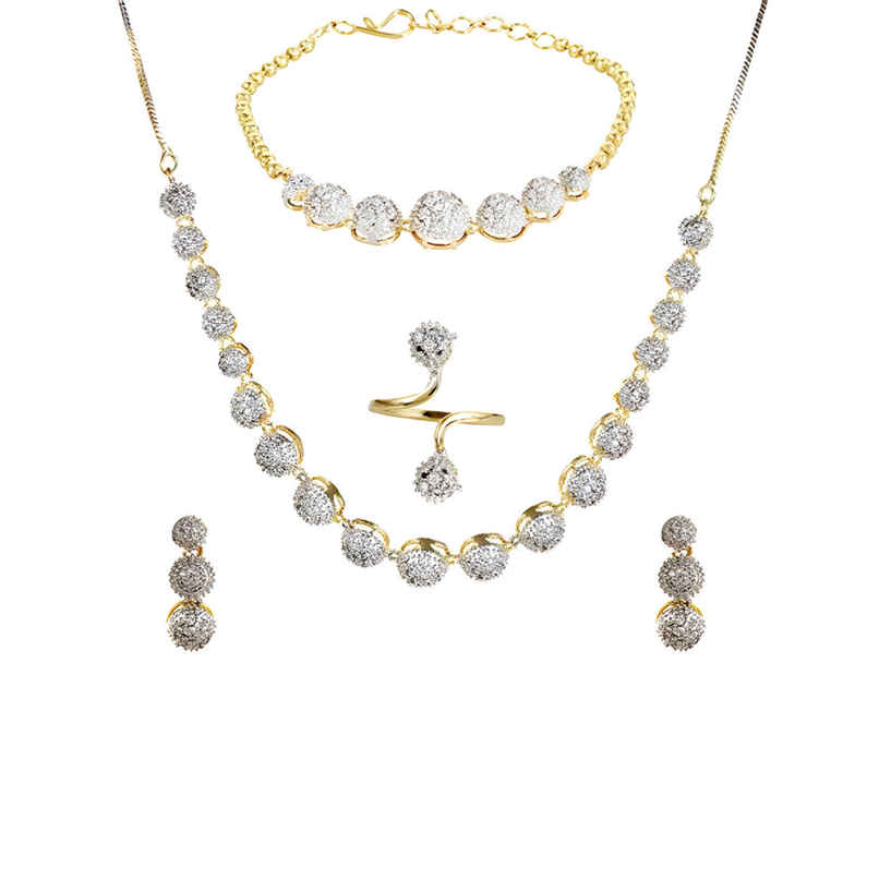 YouBella Traditional Jewellery Combo Gold Plated and AD Jewellery Set for Women (Mix - Combo - 102)