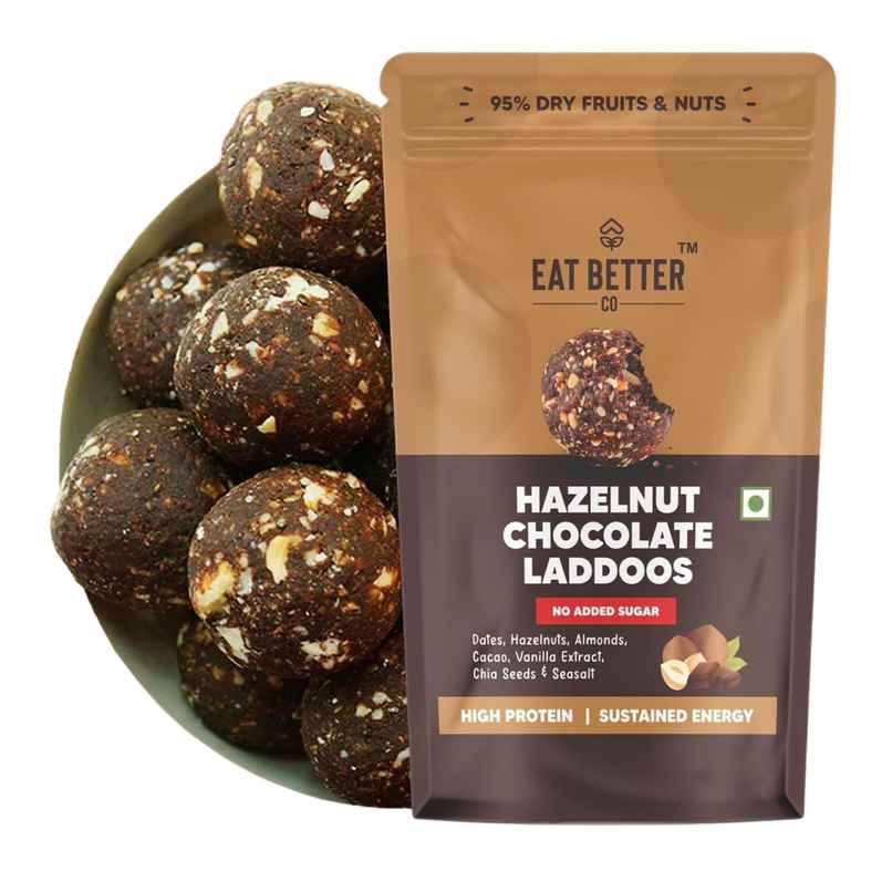 Eat Better Co - Hazelnut & Chocolate Ladoos - No Added Sugar - High Protein, 100% Natural