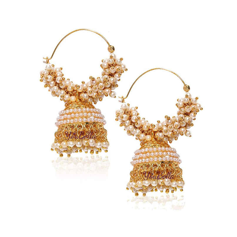 YouBella Fashion Jewellery Gold Plated Pearl Jhumka Earings for Women Traditional Earrings