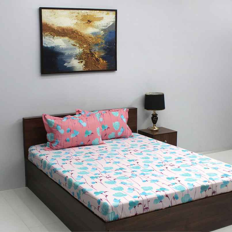 Bombay Dyeing Ivyrose 110 Tc 100% Cotton Queen Bedsheet With 2 Pillow Covers - Pink Bombay Dyeing Ivyrose 110 Tc 100% Cotton Queen Bedsheet With 2 Pillow Covers - Pink