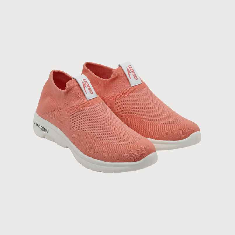 Asian Women s Sunshine Peach Laceless Shoes | UK-6 Asian Women s Sunshine Peach Laceless Shoes | UK-6