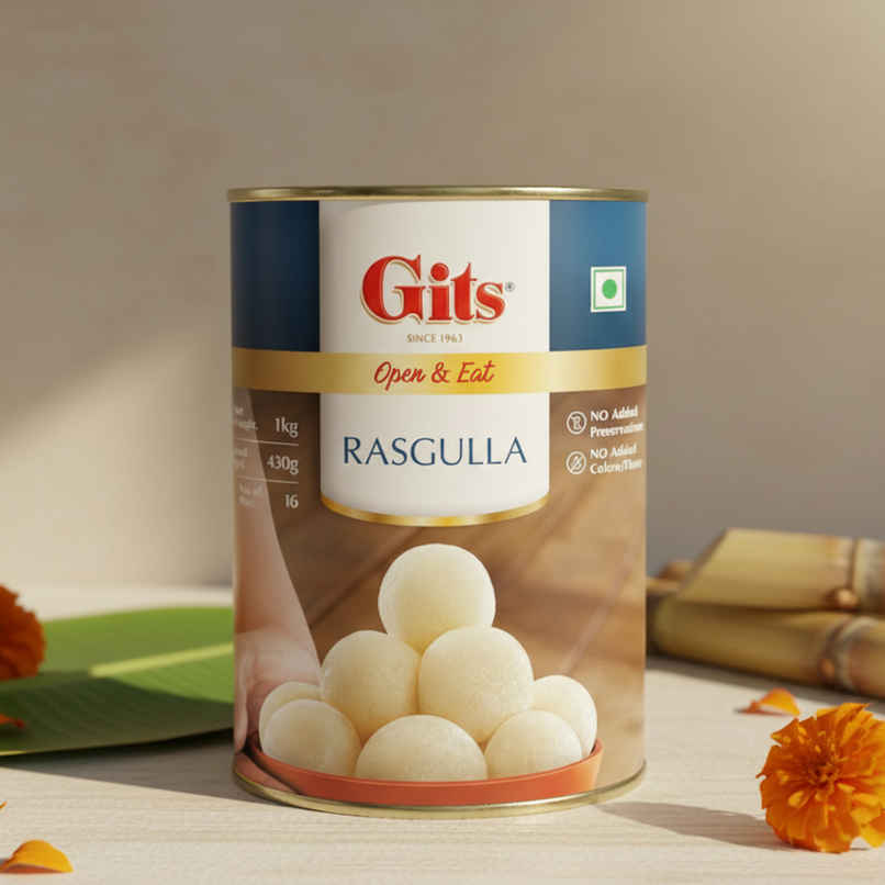 Gits Rasgulla Open & Eat Tin | Soft & Juicy