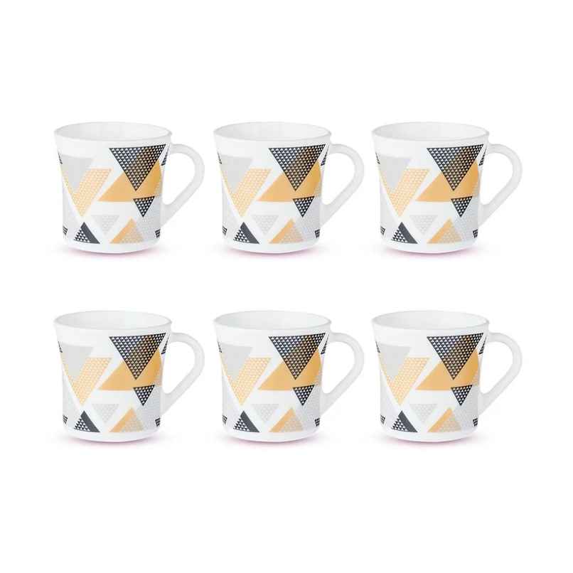 Larah By Borosil Nivaah Opalware Mug, 6 Pcs Tea/Coffee Mugs, 210Ml Each,Microwave & Dishwasher Safe Larah By Borosil Nivaah Opalware Mug, 6 Pcs Tea/Coffee Mugs, 210Ml Each,Microwave & Dishwasher Safe