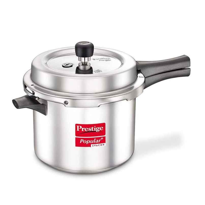 Prestige Aluminium Outer Lid Popular Plus Svachh Spillage Control Pressure Cooker, 5 L (Silver)