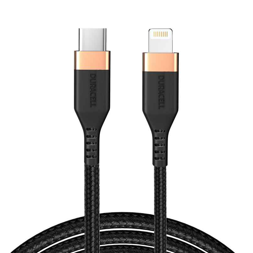 Duracell USB Type C To Lightning Apple Certified (Mfi) Braided Sync & Charge Cable For Iphone, Ipad And Ipod. Fast Charging Lightning Cable, 3.9 Feet (1.2M) - Black Duracell USB Type C To Lightning Apple Certified (Mfi) Braided Sync & Charge Cable For Iphone, Ipad And Ipod. Fast Charging Lightning Cable, 3.9 Feet (1.2M) - Black
