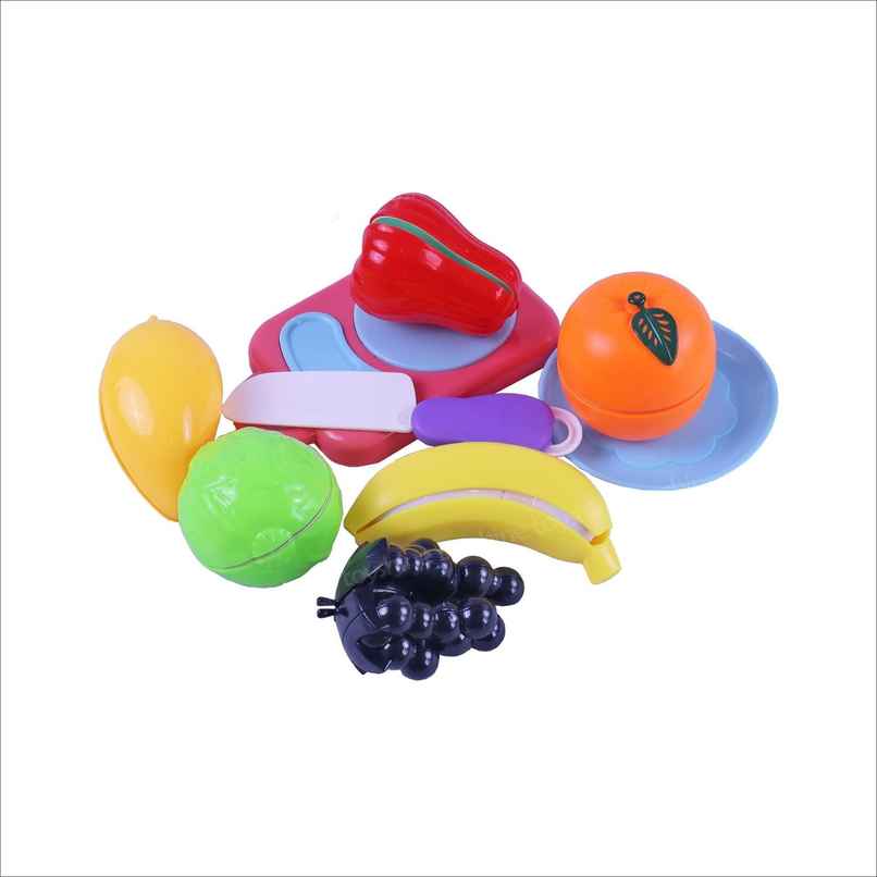 Toyshine 6 Pc Cut & Play Realistic Sliceable Fruits With Chopping Board Plate And Knife I