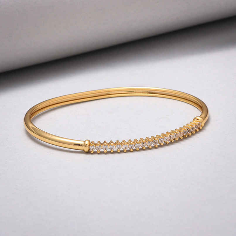 Voylla Sparkling Elegance Round Cut CZ Adorned Gold Plated Brass Bracelet