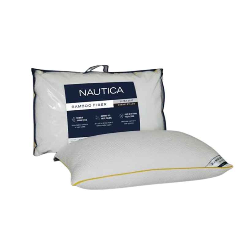 Nautica Bamboo Fiber Filling Anti | Microbial Pillow | 46 cm X 69 cm Size | Bamboo Fiber | White Nautica Bamboo Fiber Filling Anti | Microbial Pillow | 46 cm X 69 cm Size | Bamboo Fiber | White