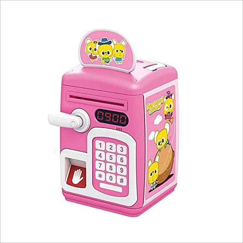 Toyshine Fingerprint Sensor Piggy Bank with Electronic Lock, Pink
