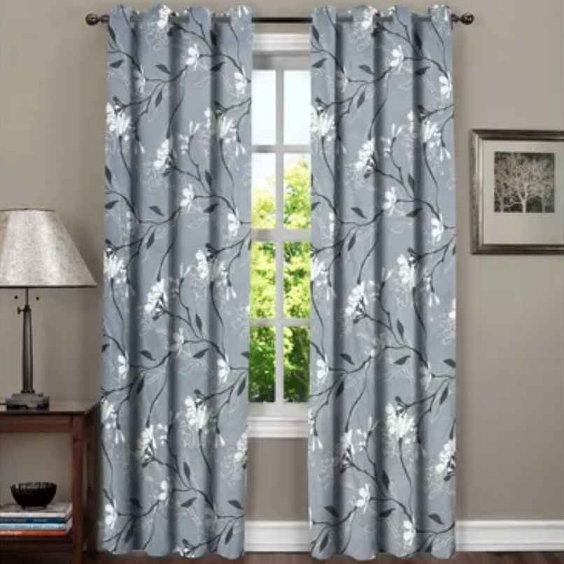 BAY6 Microfiber Cotton Door Curtains | Set of 2 | 8x4 ft | Grey