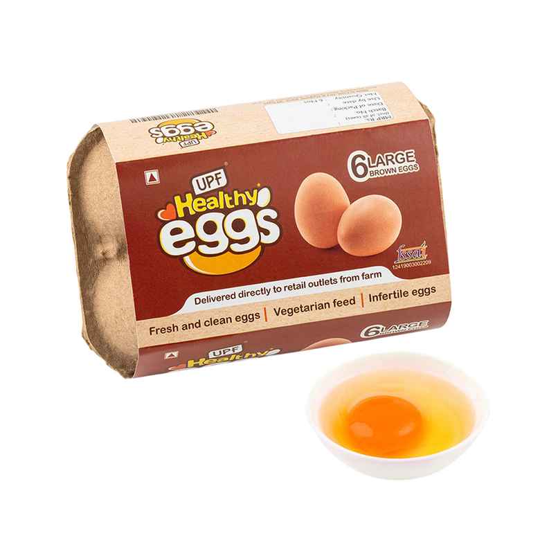 UPF Healthy Brown - Large Eggs, 6 Pieces | Protein Rich | Veg Feed | Infertile