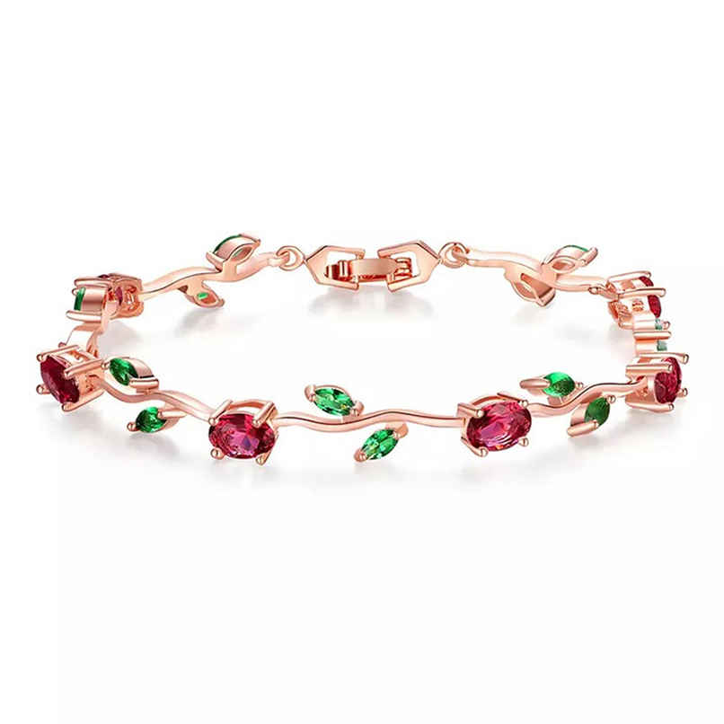 Shining Diva Fashion Multicolour Rose Gold Cubic Zirconia Stylish Bracelet for Women | 9959b