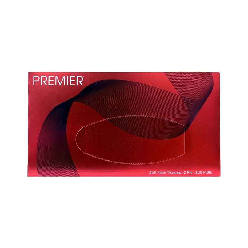Premier Face Tissue Box 100 pulls | 2 ply - Pack of 1