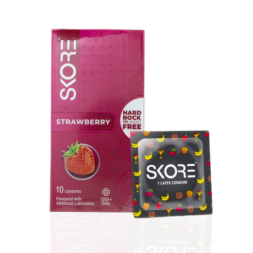 Skore Colored And Flavoured Condoms - Strawberry