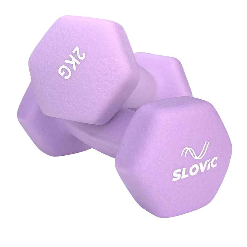 Slovic Neoprene 2 kg Dumbbells Pair for Home & Gym Use - Anti-Skied Slovic Neoprene 2 kg Dumbbells Pair for Home & Gym Use - Anti-Skied
