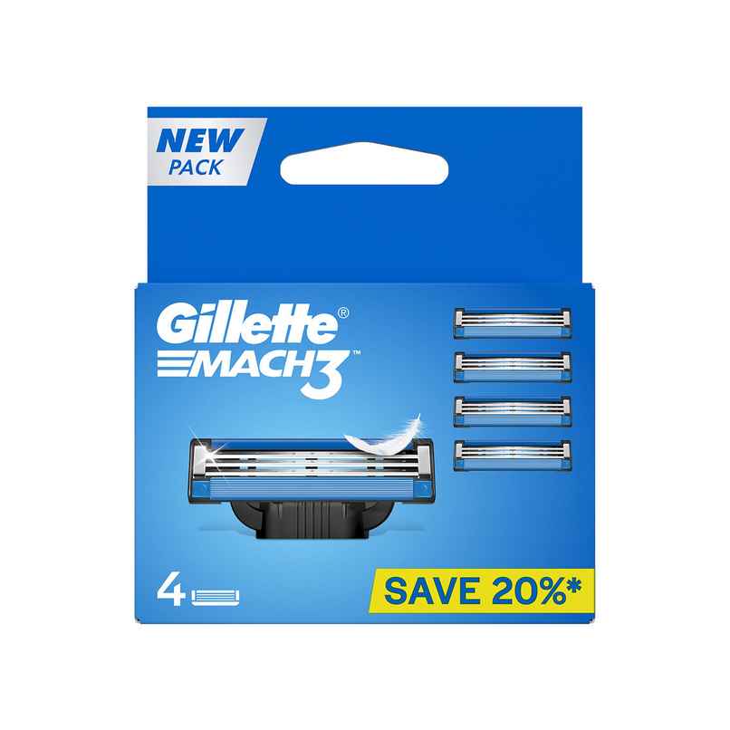Gillette Mach 3 Mens Shaving Razor Blades For Men (4 Cartridges)