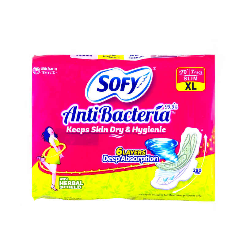Sofy AntiBacteria XL Sanitary Pads | 6 Layer Deep Absorption | 290mm