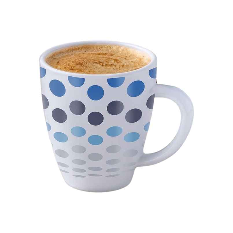 Larah By Borosil Polka Blue Opalware Mug, Tea/Coffee Mugs, 390 Ml Each, Microwave & Dishwasher Safe Larah By Borosil Polka Blue Opalware Mug, Tea/Coffee Mugs, 390 Ml Each, Microwave & Dishwasher Safe