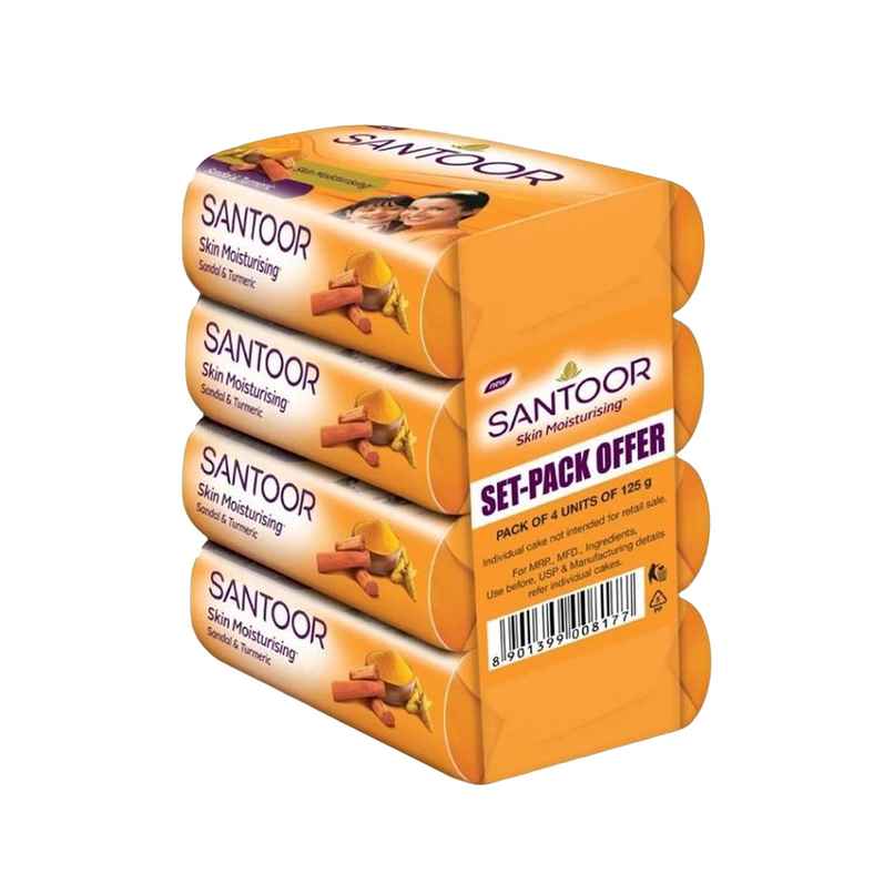 Santoor Skin Moisturizing Sandal and Turmeric Bathing Soap With Anti-Aging Properties Santoor Skin Moisturizing Sandal and Turmeric Bathing Soap With Anti-Aging Properties