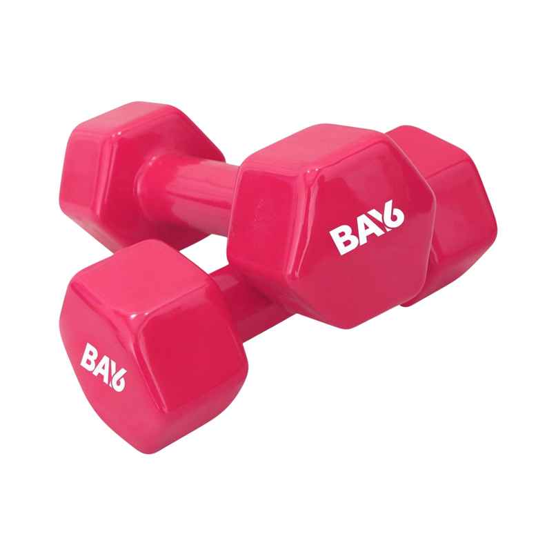 BAY6 Professional 1 kg Vinyl Dumbbells Set | Pack of 2 | Pink