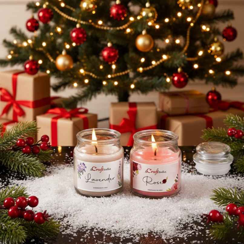 Glass Jar Jasmine And Rose Scented Candles | Home Decor | Ecraftindia Glass Jar Jasmine And Rose Scented Candles | Home Decor | Ecraftindia