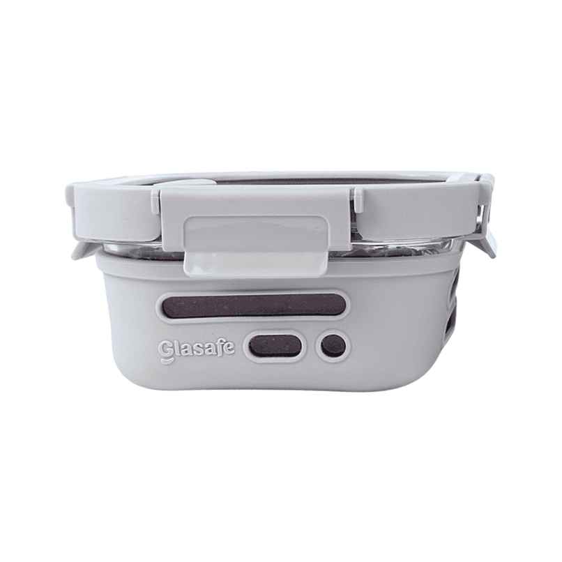 Glasafe Fresh Grip Borosilicate Glass Tiffin With Protective Silicone Sleeve (Soothing Slate) 520Ml