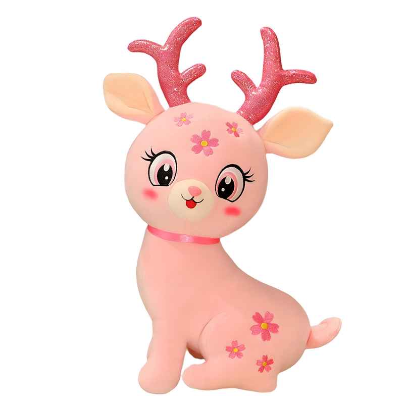Spanker 20 Cm Sika Deer Plush Toy | Shimmer Horn | Pink | Gift for Kids