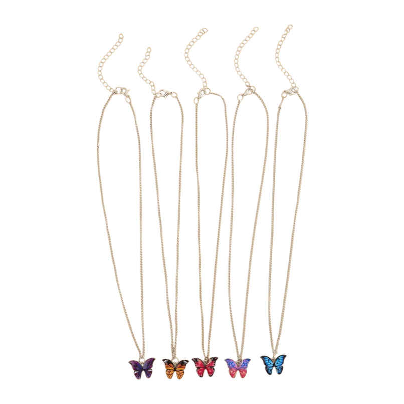 Shining Diva Fashion 5 Pcs Stylish Butterfly Pendant Necklace Set for Women and Girls | 15817np