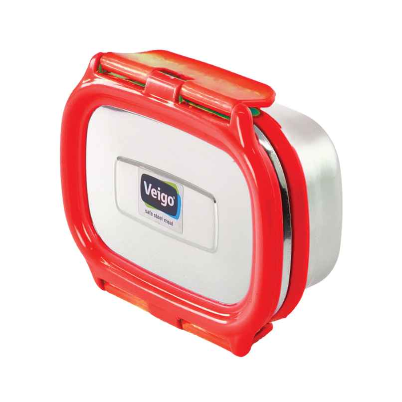 Veigo Small Stainless Steel Leak Proof Dabbi For Chutney, Sauce, Snacks + Kids & Adults(180 ml) Red Veigo Small Stainless Steel Leak Proof Dabbi For Chutney, Sauce, Snacks + Kids & Adults(180 ml) Red