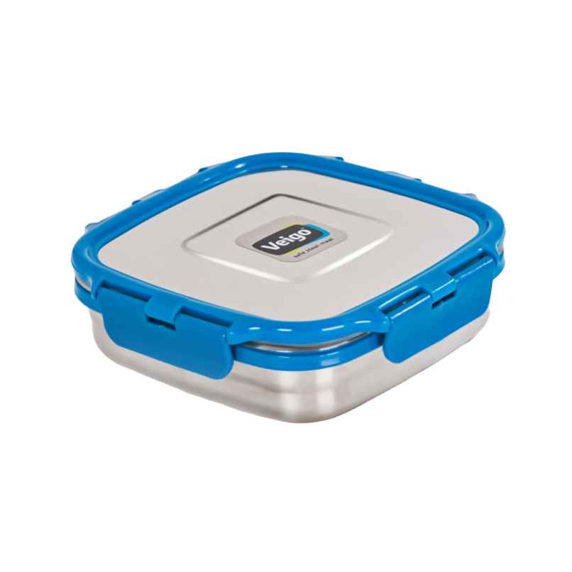 Veigo Sandwich- Stainless Steel Leakproof Lunch Box Square | 630 ml Compact for Outdoors- Dark Blue Veigo Sandwich- Stainless Steel Leakproof Lunch Box Square | 630 ml Compact for Outdoors- Dark Blue